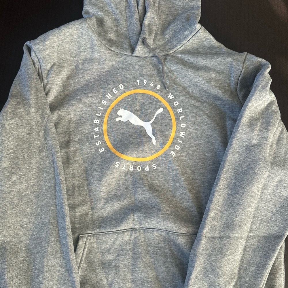 Puma Gray Hoodie with Gold and White Logo